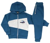 Dresy i komplety dla chłopców - Komplet Dresowy Dla Chłopca AUTO Bawełna Komplet Do Szkoły Revaj PL MORSKI-MELANŻ 110 - miniaturka - grafika 1