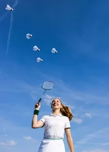 Lotki do badmintona białe AVENTO x5 - Badminton - miniaturka - grafika 5