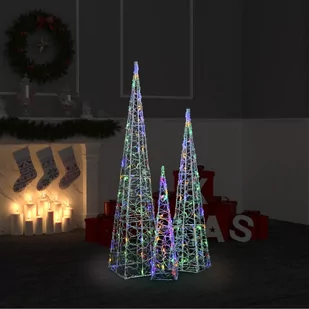 vidaXL vidaXL Zestaw stożków dekoracyjnych, kolorowy, LED, 60/90/120 cm - Oświetlenie świąteczne - miniaturka - grafika 1