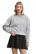 Bluzy damskie - TOMMY JEANS SZARA BLUZA Z BAWEŁNY Z BIAŁĄ LAMÓWKĄ Z LOGO S XQA - miniaturka - grafika 1