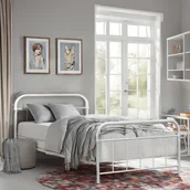 Stelaże pod materac - Łóżko Metalowe Jednoosobowe 120x200 cm ze Stelażem PABLO Metalowe Białe - miniaturka - grafika 1