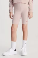 Spodnie i spodenki dla dziewczynek - Calvin Klein Jeans szorty dziecięce kolor różowy gładkie - miniaturka - grafika 1