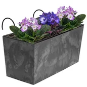 Donice - Skrzynka balkonowa uchwyty 39x19 cm szary - miniaturka - grafika 1