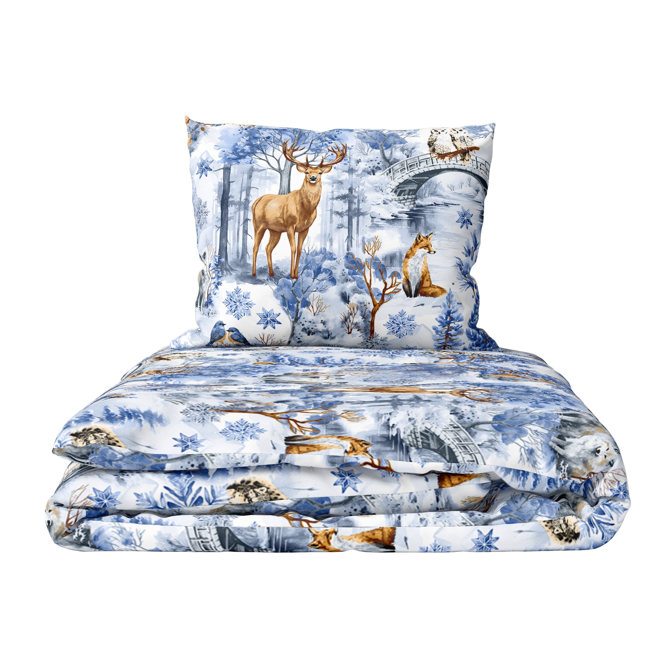 Pościel Dziecięca 160x200cm dla dziecka, Certfikat, Winter Forest Blue