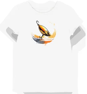 Koszulka damska biała z nadrukiem złotej przynęty wędkarskiej S - Koszulki i topy damskie Koszulka damska biała z nadrukiem złotej przynęty wędkarskiej S - Koszulki i topy damskie - miniaturka - grafika 1