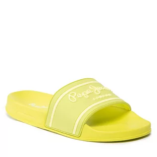 Klapki i japonki damskie - Pepe Jeans Klapki Slider Logo Woman PLS70112 Acid Green 628 Klapki Slider Logo Woman PLS70112 Acid Green 628 - grafika 1