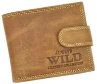 Portfele - Portfel Męski Skórzany ALWAYS WILD Skóra Licowa Mały Poziomy Z Zapięciem RFID N0035L-CHM/8748 KONIAKOWY 10,5 x 9 x 2 [cm] - miniaturka - grafika 1