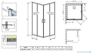 Radaway Premium Pro Kdd  kabina 80x100cm szkło przejrzyste 1017080-01-01L/1017100-01-01R - Kabiny prysznicowe - miniaturka - grafika 2