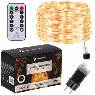 Lampki choinkowe z pilotem 480 led druciki na prąd biały ciepły CL0512 - Oświetlenie świąteczne - miniaturka - grafika 1