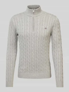 Sweter z dzianiny z wzorem warkocza - Swetry męskie - miniaturka - grafika 1