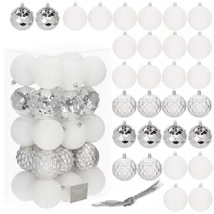 Bombki choinkowe 30 szt. zawieszki na choinkę ozdoby świąteczne 8 cm białe - Bombki - miniaturka - grafika 1
