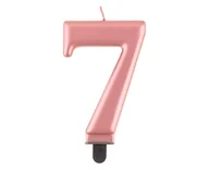 Urodziny dla dorosłych - ŚWIECZKA CYFRA 7 RÓŻOWE ZŁOTO 8cm - miniaturka - grafika 1