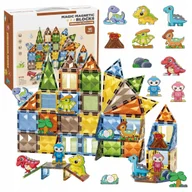 Klocki - Klocki Magnetyczne Dla Dzieci Konstrukcyjne Dinozaury Raj Dinozaurów 90 El - miniaturka - grafika 1