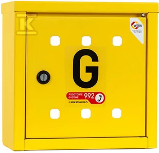 Skrzynka gazowa na zawór, 300x300x150, metalowa, naścienna - żółta - Zawory i kraniki - miniaturka - grafika 1