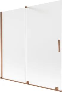 Mexen Velar parawan nawannowy 2-skrzydłowy rozsuwany 160 x 150 cm, szron, różowe złoto - 896-160-000-31-60 - Parawany nawannowe - miniaturka - grafika 1