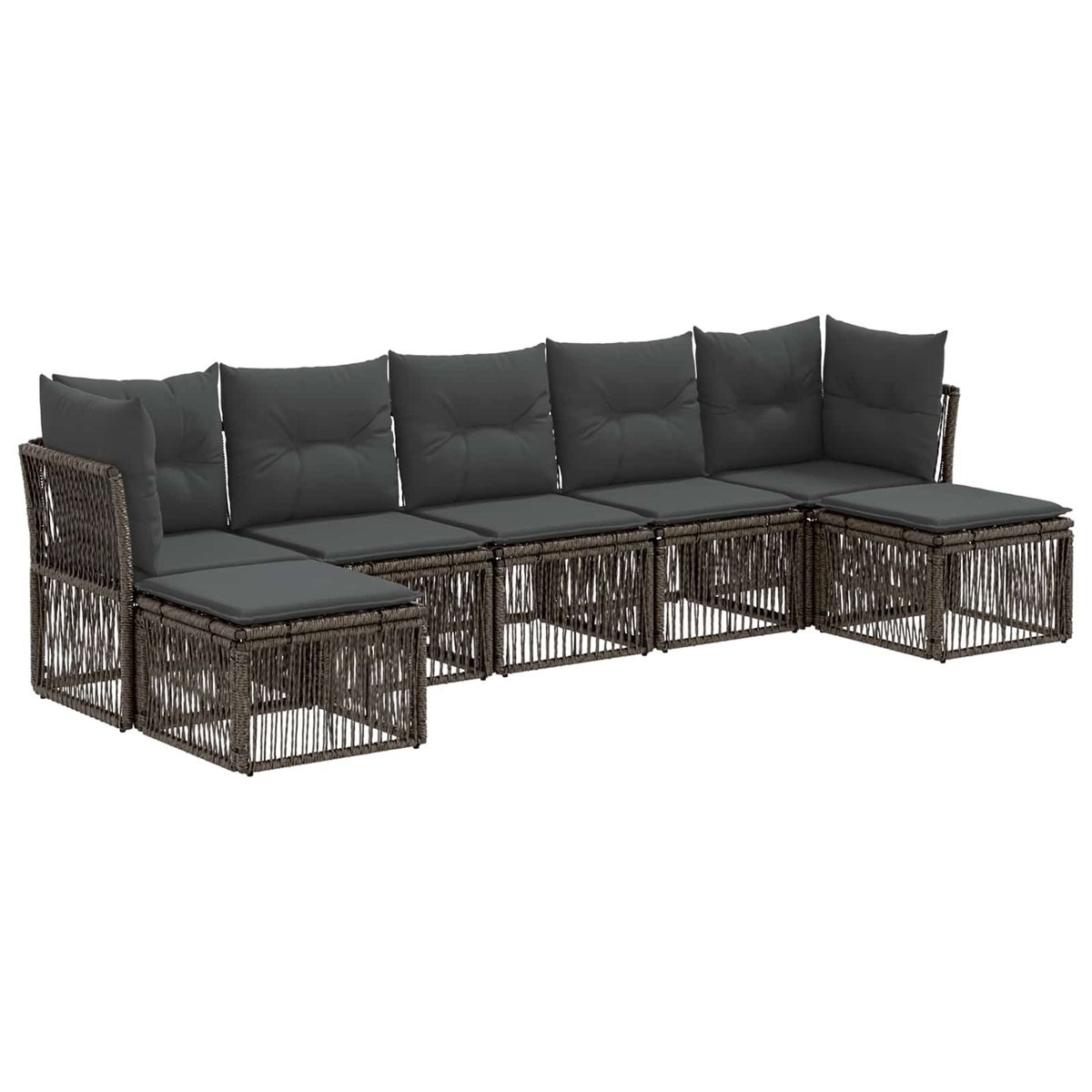 vidaXL Zestaw Sof na Ogród 7 pcs Szary polirattan