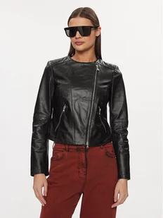 Patrizia Pepe Kurtka skórzana CO0361/L1HZ-K103 Czarny Regular Fit - Kurtki damskie - miniaturka - grafika 1