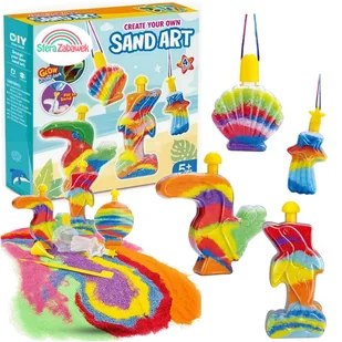 ZESTAW KREATYWNY MAGICZNY PIasek ŚWIECĄCY DIY Piaskowe Ozdoby dla Dzieci SAND ART - Masy plastyczne - miniaturka - grafika 1