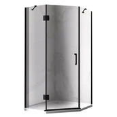 Kabiny prysznicowe - Czarna kabina prysznicowa pięciokątna 100x100 drzwi uchylne KZ10C - miniaturka - grafika 1