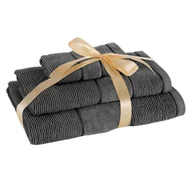 Ręczniki - Komplet trzech ręczników Emma 30x50 50x90 70x140 stalowy - miniaturka - grafika 1