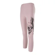 Legginsy - Dziewczęce legginsy, pudrowy róż, z nadrukiem (czarny koń), Tup Tup - miniaturka - grafika 1