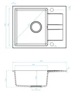 Zlewozmywaki - Kuchinox Laut Zlewozmywak granitowy jednokomorowy 56x44 cm szary SBZ_513Y - miniaturka - grafika 1