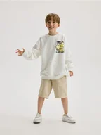 Bluzy dla chłopców - Reserved - Bluza ovesize SmileyWorld - złamana biel - miniaturka - grafika 1