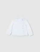 Bluzki dla niemowląt - Gocco Dziecięca chłopięca koszulka boczna Camisa Blanca Popelã w stylu botonkowym, Biały, 12 miesi?cy - miniaturka - grafika 1