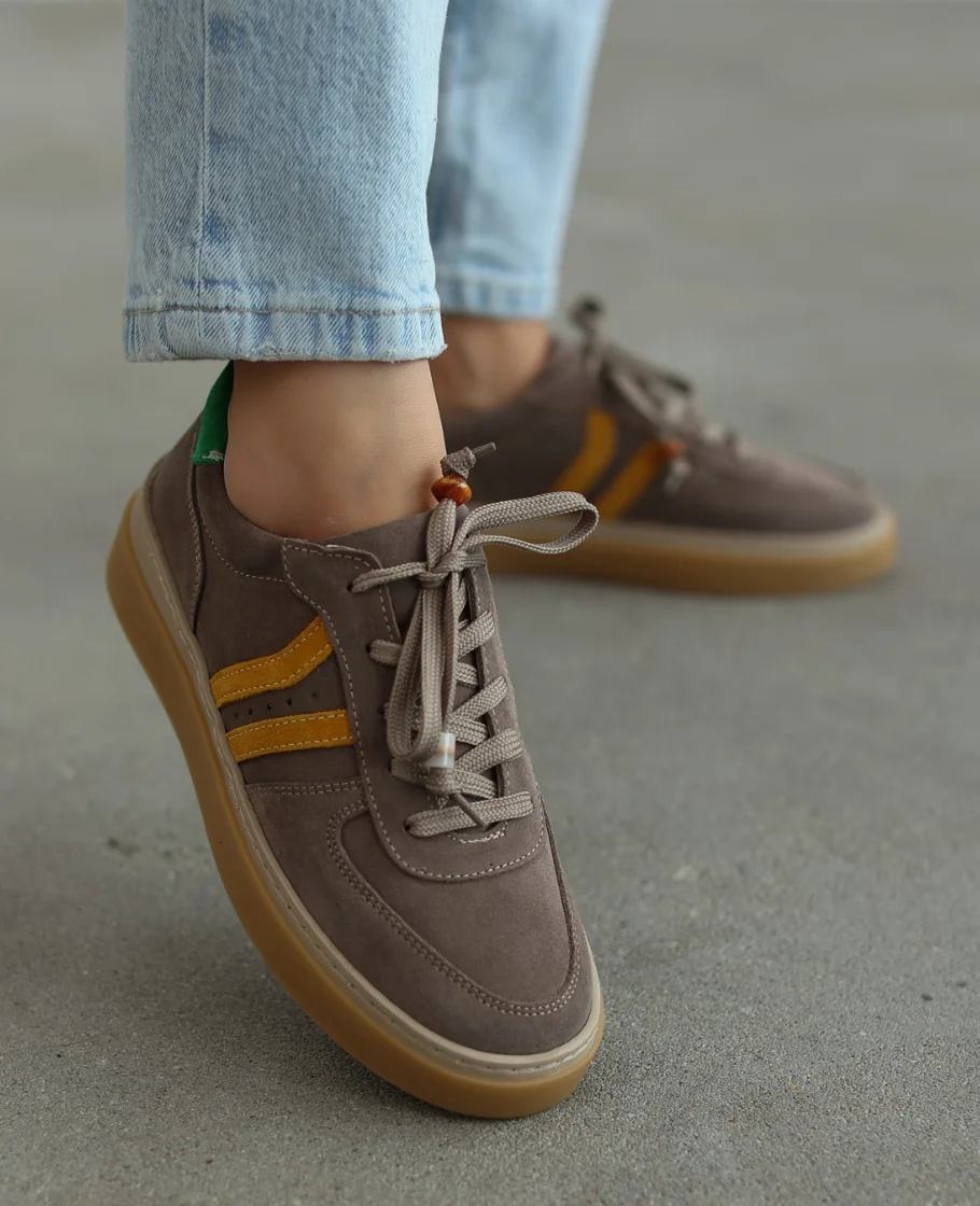 Skórzane szare sneakersy damskie Elviana 37