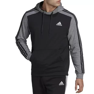 Bluza adidas Essentials Melange French Terry Hoodie HL1976 - czarno-szara - Adidas - Bluzy sportowe męskie - miniaturka - grafika 1
