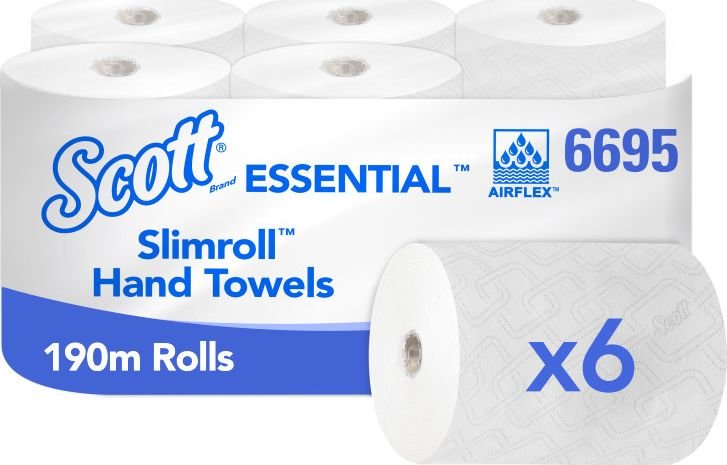 Kimberly-Clark Kimberly-Clark Scott Slimroll - Ręczniki papierowe w roli, białe, 6 rolek - 190 m