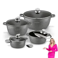 Zestawy garnków i patelni - ZESTAW GARNKÓW INDUKCJA marmurkowe garnki Z POKRYWKAMI 8 elementów Pollo Grey Konighoffer - miniaturka - grafika 1