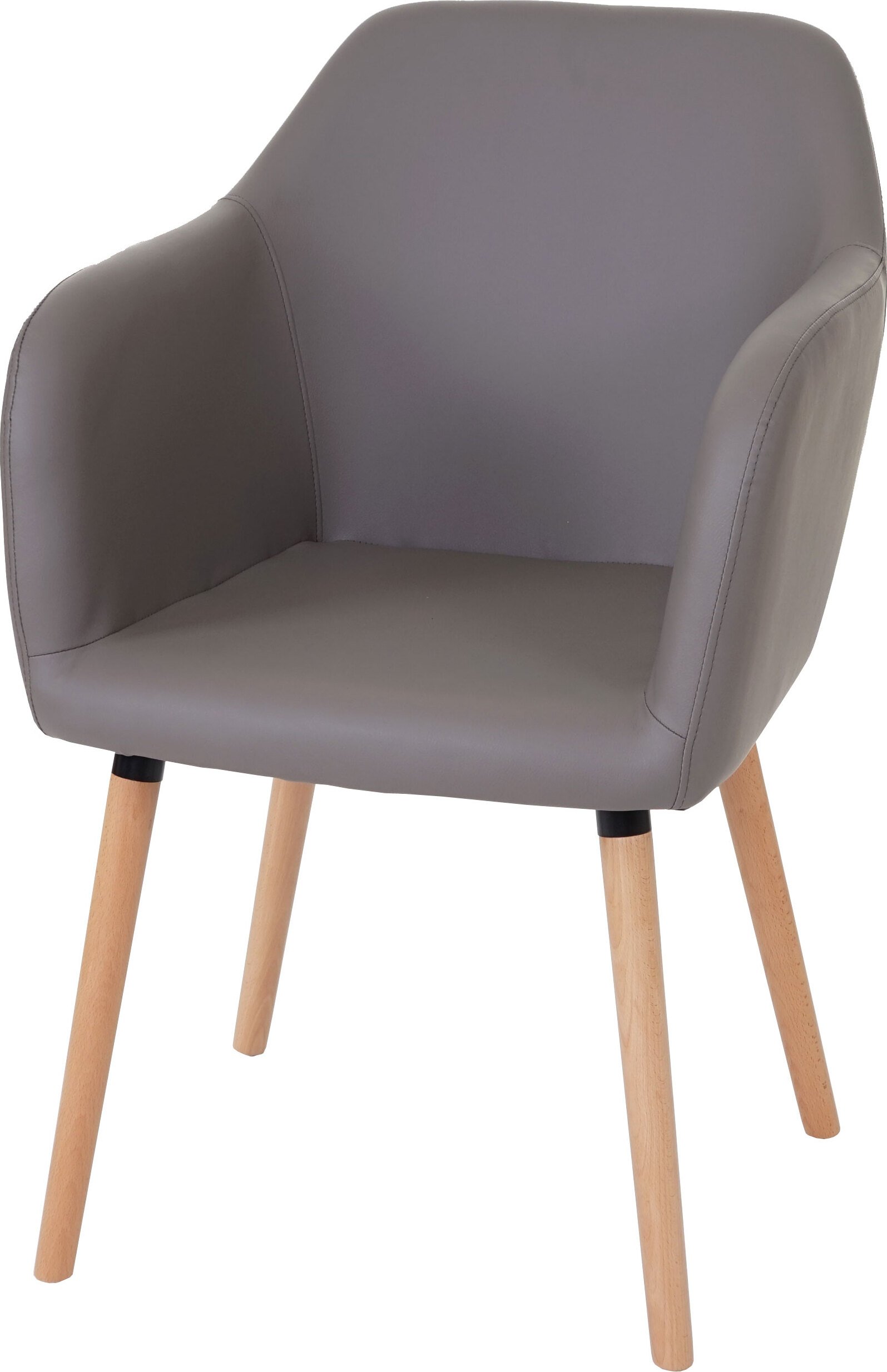 Krzesło do jadalni Malmö T381, krzesło kuchenne, design retro 50s ~ imitacja skóry , taupe-szary, jasne nogi