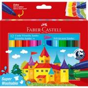 Przybory szkolne - Faber-Castell Flamastry jumbo zamek 12 kolorów - miniaturka - grafika 1
