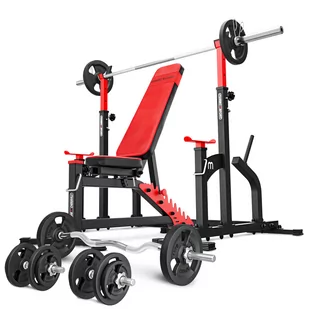 Zestaw do treningu siłowego Marbo Sport ławka regulowana i stojaki pod sztangę - Ławki treningowe - miniaturka - grafika 1