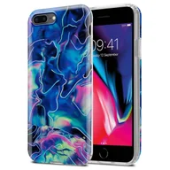 Etui i futerały do telefonów - Cadorabo Etui kompatybilne z Apple iPhone 8 Plus / 7 Plus / 7S Plus - Etui w kolorze Blue Pink Marble nr 17 ? Etui na telefon wykonane z silikonu TPU z mozaikowym wzorem - Ultra Slim Back Cover Case Bumper - miniaturka - grafika 1