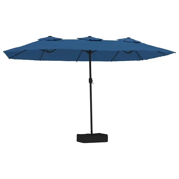 Podwójny Parasol Ogrodowy z LED, Lazurowy i Ciemnoszary, 449x265x245 cm