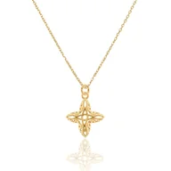 Naszyjniki - Naszyjnik Srebrny Pozłacany Z Ażurowym Kwiatkiem 50 Cm - miniaturka - grafika 1