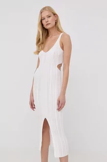 Sukienki - Pinko sukienka kolor biały midi dopasowana - grafika 1