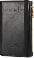 Portfele - INF Cienki portfel na paszport z blokadą RFID - wielofunkcyjny organizer podróżny Czarny - miniaturka - grafika 1