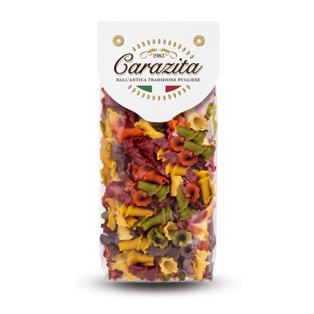 Kolorowy makaron Gigli ricci (lilie) 6 smaków 250g Carazita