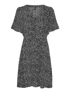 Bestseller A/S Damska sukienka Vmalba Ss Short Dress WVN Noos, Black/Aop: joey Dot, XS - Sukienki - miniaturka - grafika 1