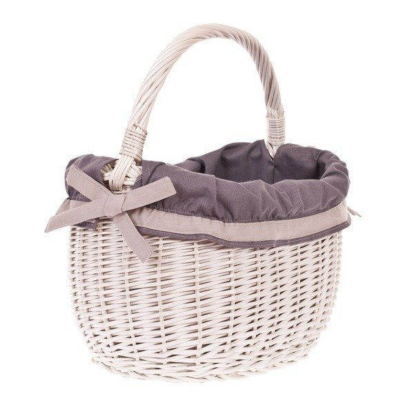 Wiklinowy Kosz na Zakupy Wybielany Obszyty 35x26 H25/36 cm