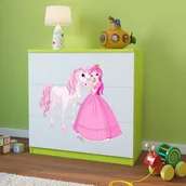 Komody dla dzieci - KocotKids Komoda do pokoju dziecięcego, babydreams, księżniczka i konik, 81 cm, zielona - miniaturka - grafika 1