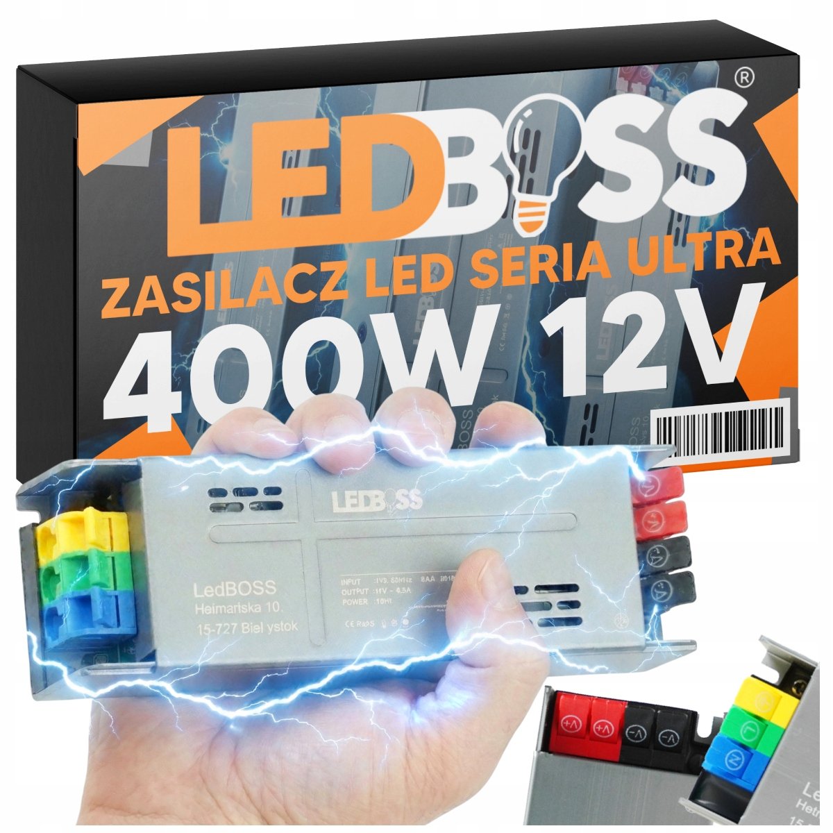 FORMAT Zasilacz Led 400W 12V Ultra Slim Z Zaciskami Soft Start Transor Ledbo