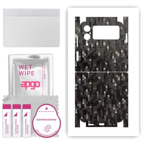 folia naklejka skórka strukturalna na TYŁ+BOKI do Samsung Galaxy Z Flip4 - Carbon Pixel Czarny - apgo SKINS