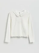 Bluzki dla dziewczynek - Reserved - Koszulka z aplikacją - złamana biel - miniaturka - grafika 1