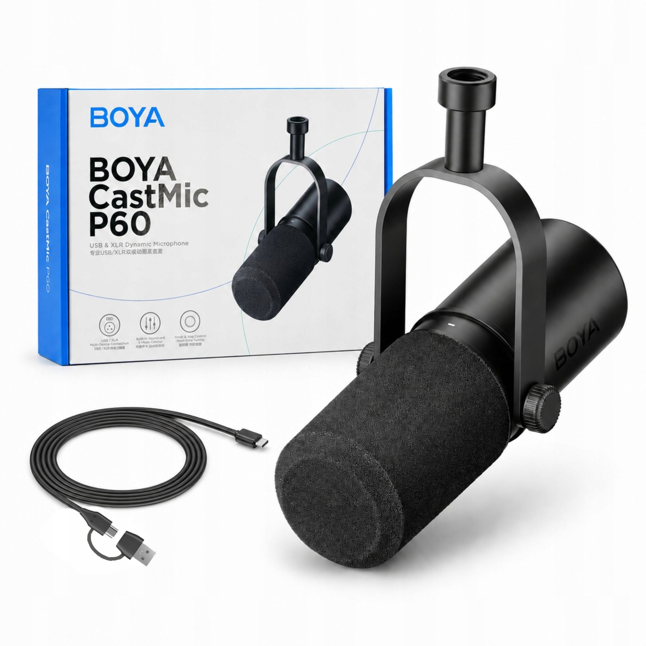 Mikrofon Boya studyjny BOYA CastMic P60 przewodowy USB XLR - czarny
