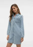 Sukienki - VERO MODA DAMSKA JEANSOWA SUKIENKA KRÓTKA NA ZATRZASKI S JMO - miniaturka - grafika 1
