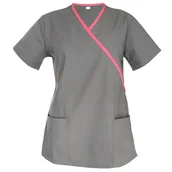 Odzież medyczna - Bluza medyczna szara ciemna z lamówką amarant 52 - miniaturka - grafika 1